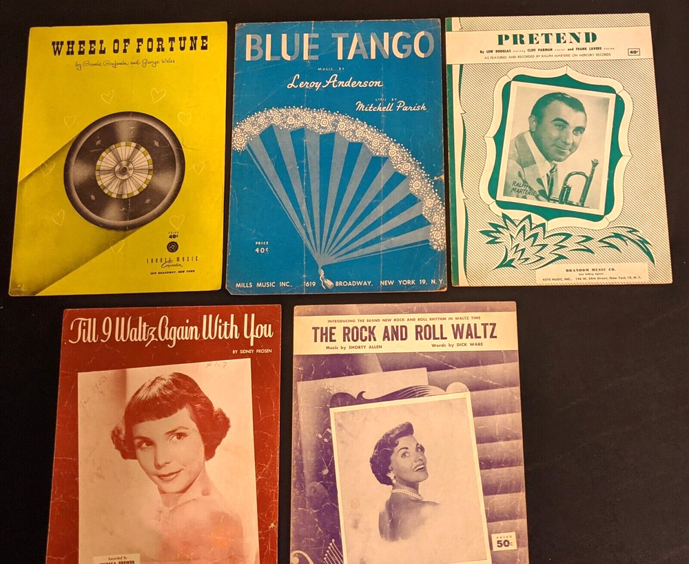 1950&Prime;s Vintage Lot of 5 Sheet Lyrics Words Music