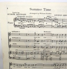 Summer Time Female Voices Porgy Bess Sheet Music 1935 Piano Voice US Seller