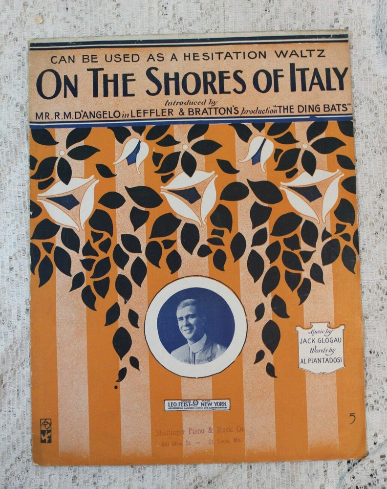 Antique Sheet Music 1914 On The Shores of Italy WWI Waltz
