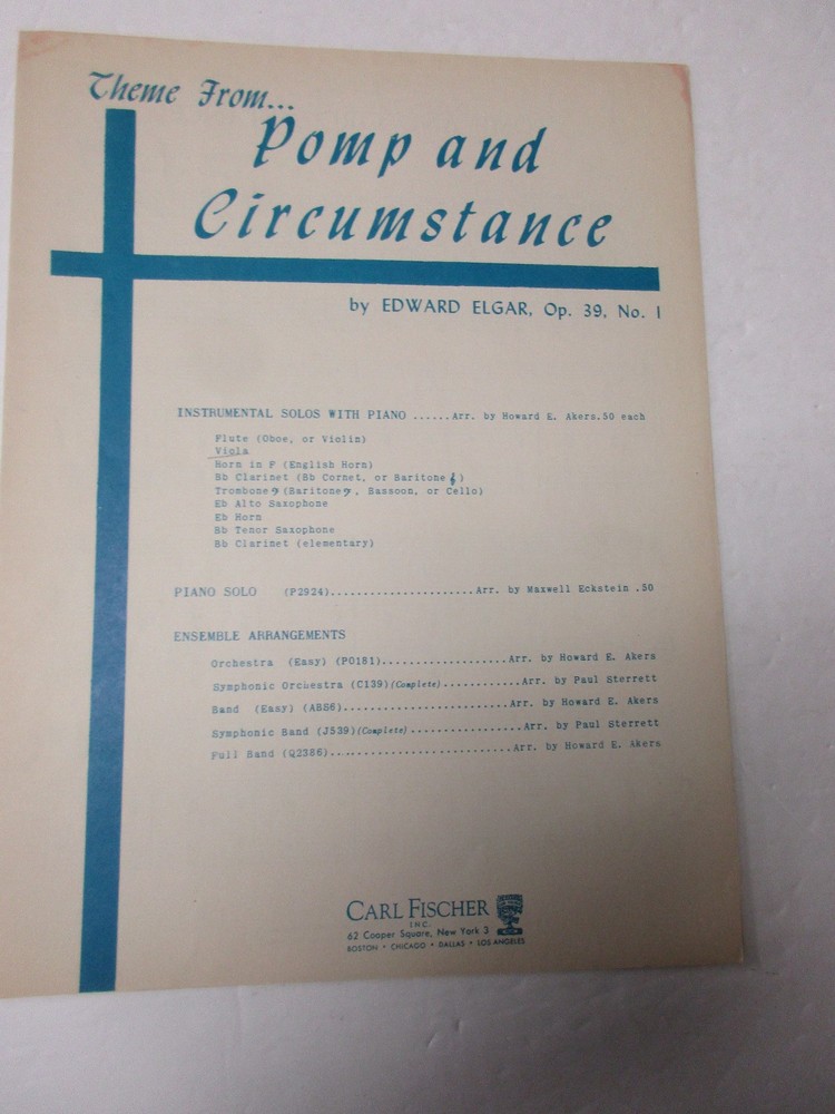 Edward Elgar Theme from Pomp and Circumstance Viola and Piano Sheet Music