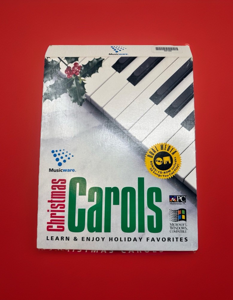 Musicware 1994 PC Dual Media Christmas Carols Learn To Play & Enjoy Piano W/Book