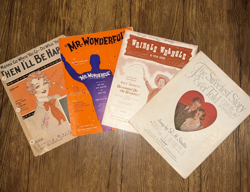 4 VTG Antique Music Sheets Irving Berlin, Inc.1925 Mr. Wonderful Wriggle Wrangle