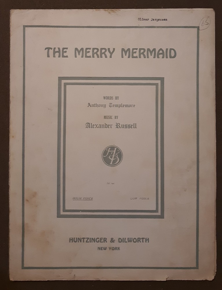 The Merry Mermaid High Voice Piano Sheet Music Vintage 1918