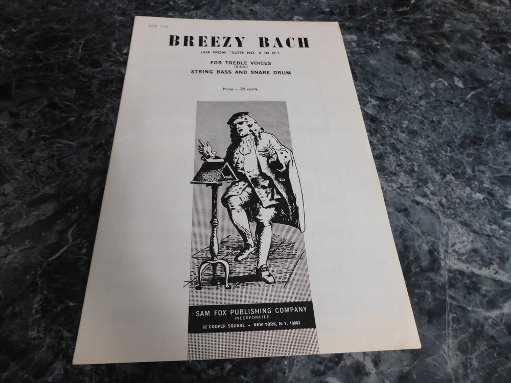 Breezy Bach from Suite 3 in D SSA String Bass Snare Drum