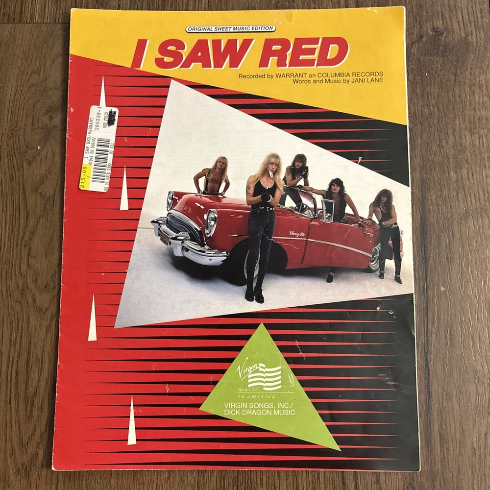 1990 I SAW RED WARRANT JANI LANE Original Sheet Music Edition Virgin Dick Dragon