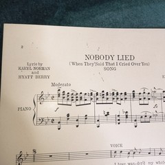 1922 Music Poster Sheet Music « Nobody Lied » Piano Music