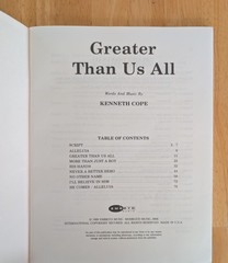 Greater Than Us All by Kenneth Cope Songbook 1989