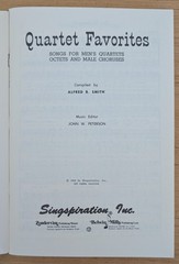 Quartet Favorites Singspiration Volume 1 by Alfred B Smith 1958