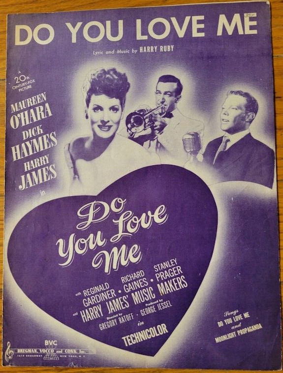 1946 Do You Love Me Sheet Music-Cover of Maureen O&rsquo;Hara, Dick Haymes,Harry James
