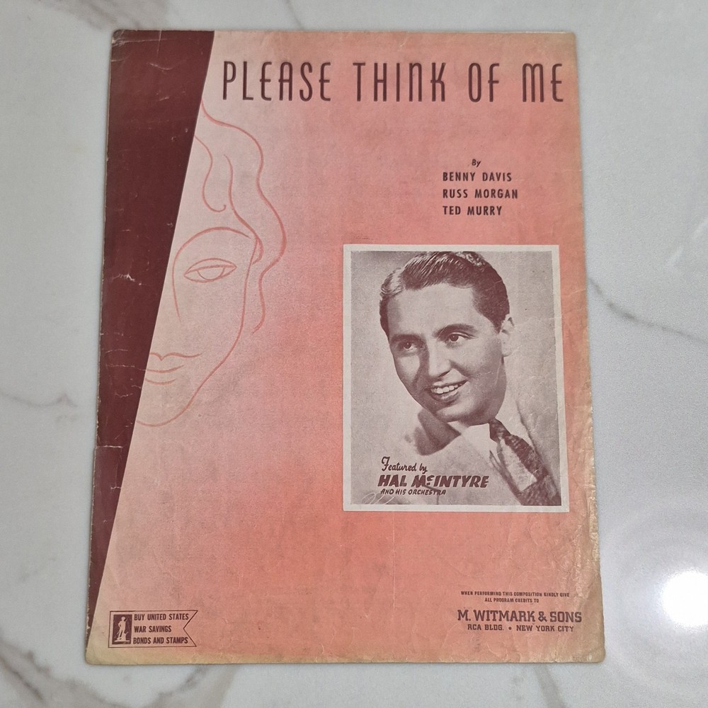 M. Witmark & Sons Please Think of Me Piano Sheet Music Pop Davis Morgan Murry