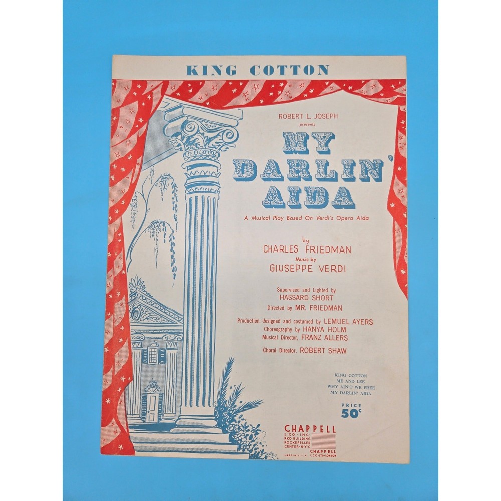 King Cotton 1952 Vintage Sheet Music My Darlin Aida Freidman Giuseppe Verdi