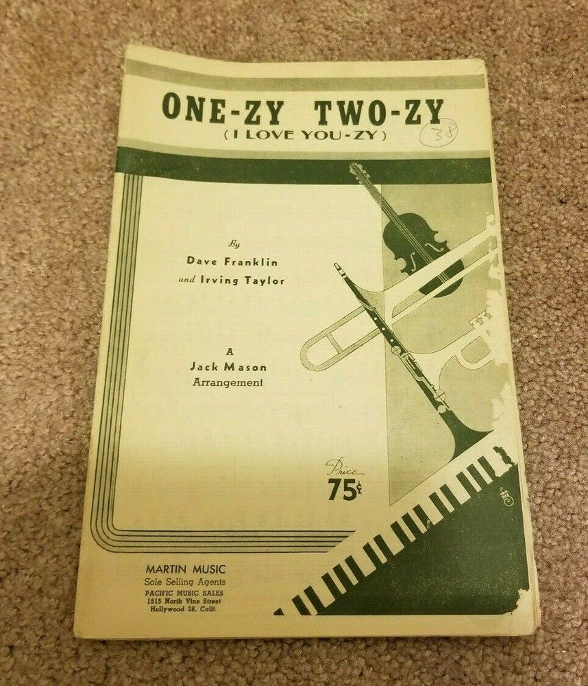 1946 ONE-ZY TWO-ZY I LOVE YOU-ZY Sheet Music Dave Franklin Multiple Parts Score