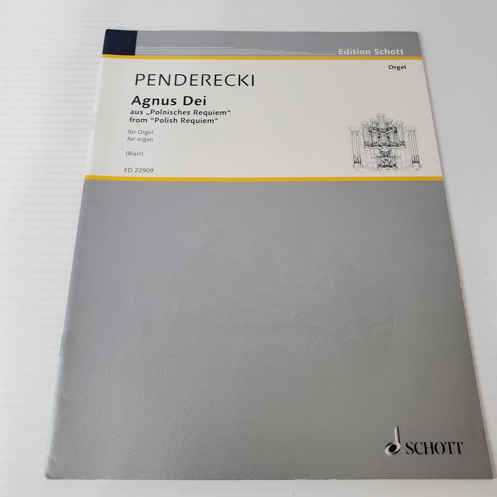 Agnus Dei Penderecki Sheet Music From Polish Requiem For Organ Songbook Schott