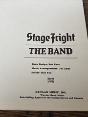 The Band Vintage Songbook Stage Fright Original 1970 Paperback Robbie Robertson