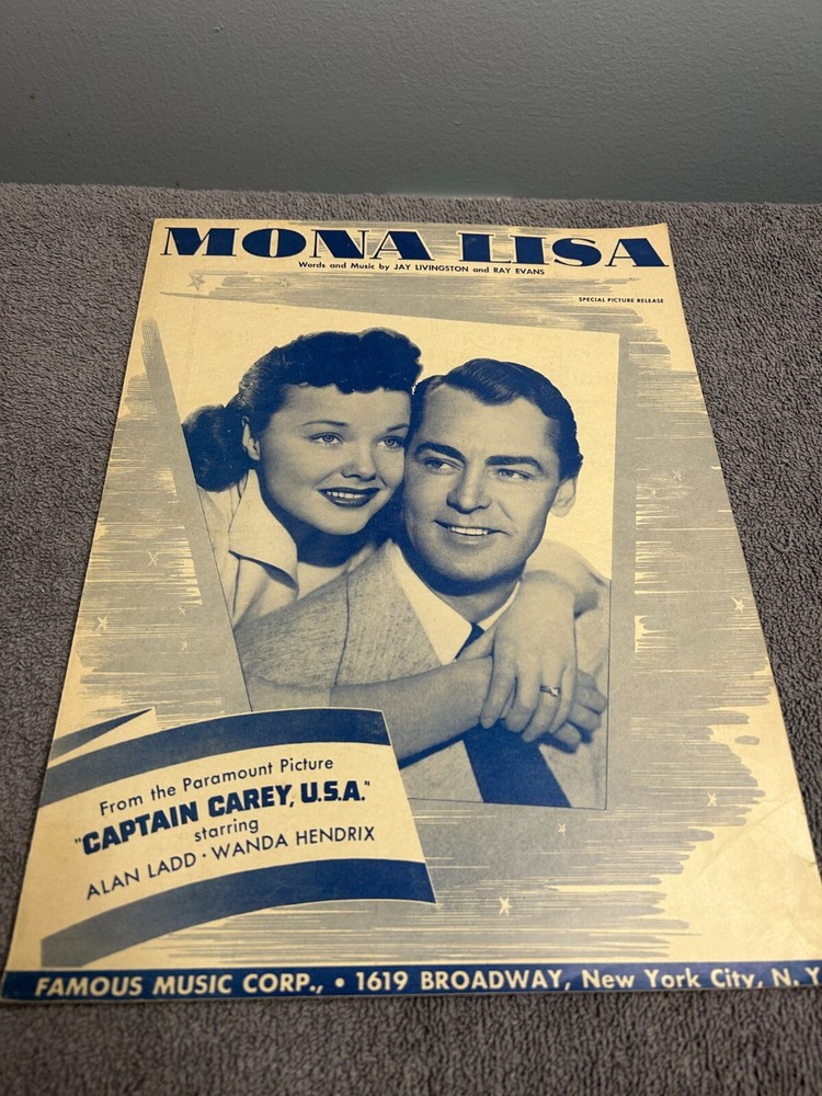 MONA LISA Sheet Music w Lyrics for Piano from Paramount CAPTAIN CAREY USA