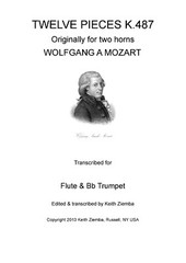 Flute & Trumpet duets – Mozart 12 Horn Duets K.487 transcribed by K. Ziemba NEW