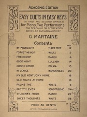 1909 Easy Duets In Easy Keys Piano Music Book G Martaine Illustrated Cover Folio