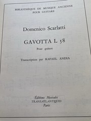 Vtg Domenico Scarlatti&rsquo;s Gavotta L58 Classical Guitar Sheet Music Song Score