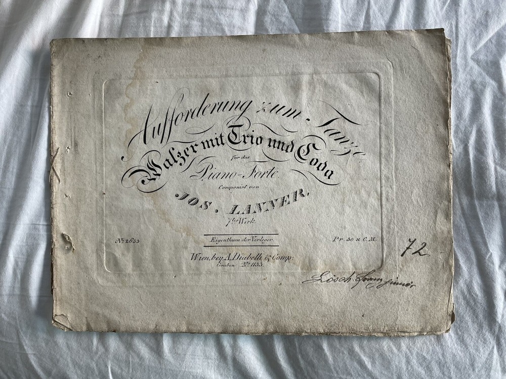 Lanner Joseph Aufforderung Zum Tanz Diabelli Sheet Music SLösch Wien Engraving
