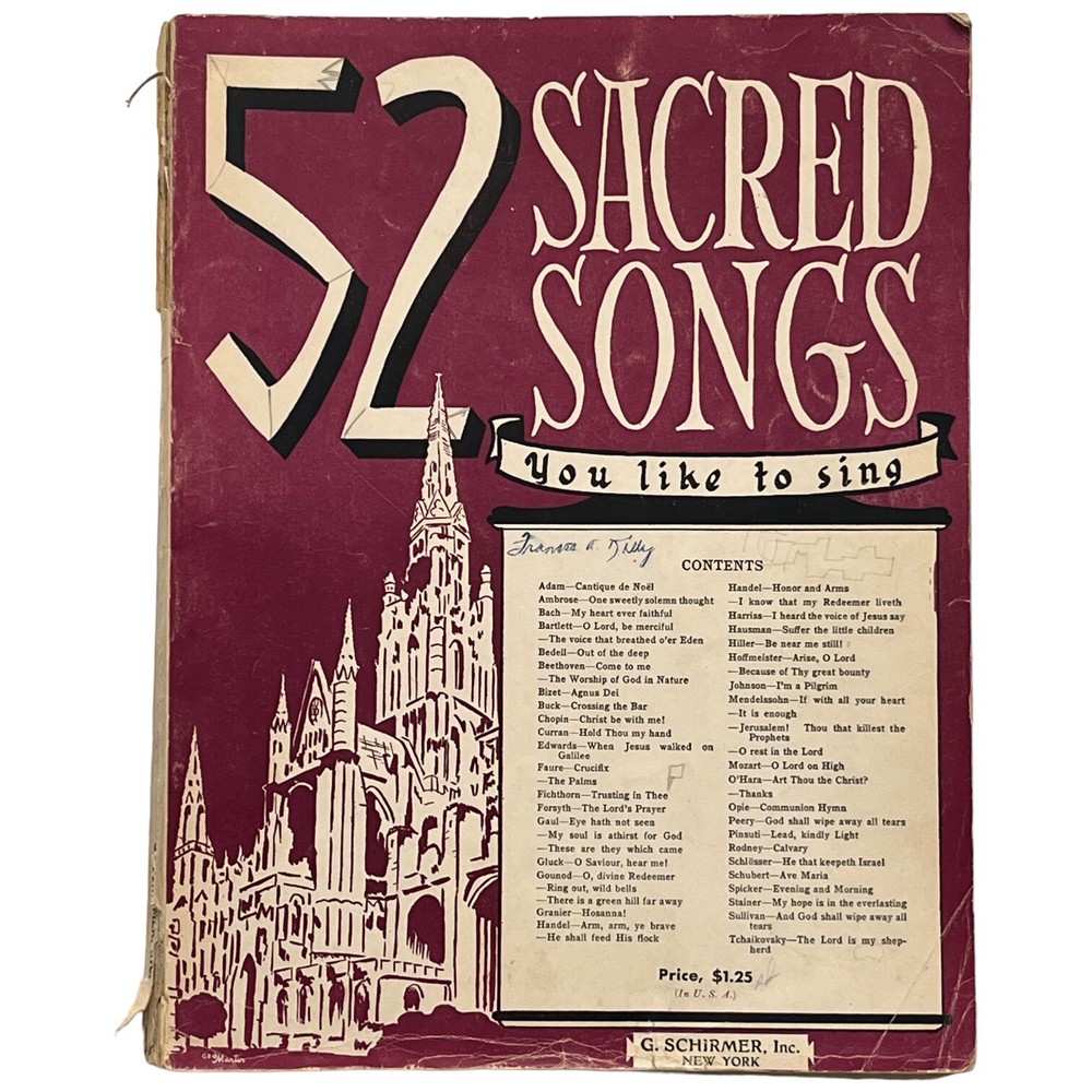 52 SACRED SONGS You Like to Sing 1939 Sheet Music Book