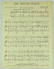 The Minute Waltz by Carr & Hart Piano Vocal Sheet Music Dick James Vintage Score