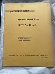 Vtg Suite No. 16 in D Sylvius L Weiss Classical Guitar Sheet Music Rare Song