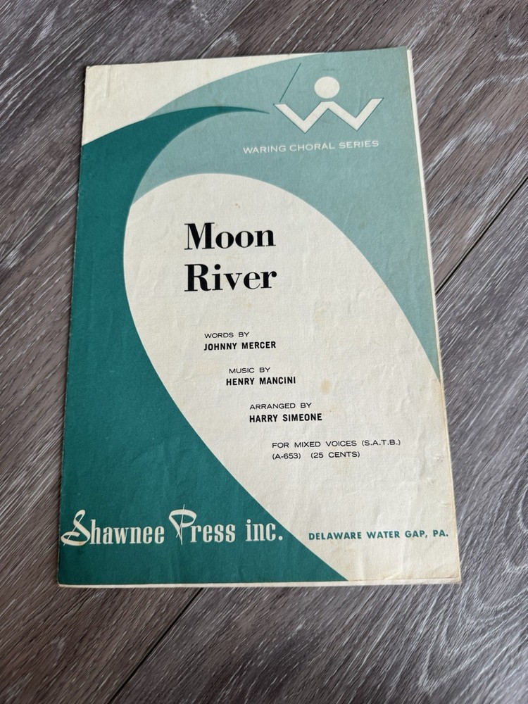 Vintage Moon River SATB Choral Sheet Music Henry Mancini Johnny Mercer