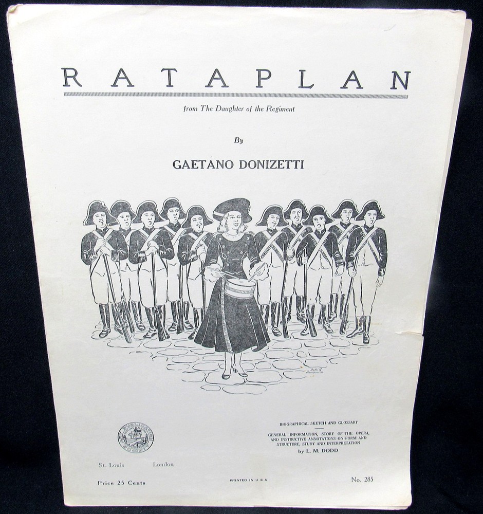Rataplan Sheet Music 1942 Piano From Daughter of Regiment Donizetti US Seller