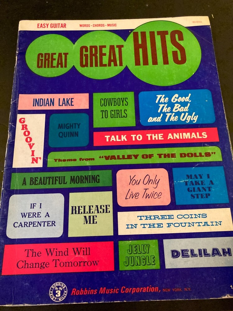 Great Great Hits All Organ Robbins Music Corporation words chords music 1968