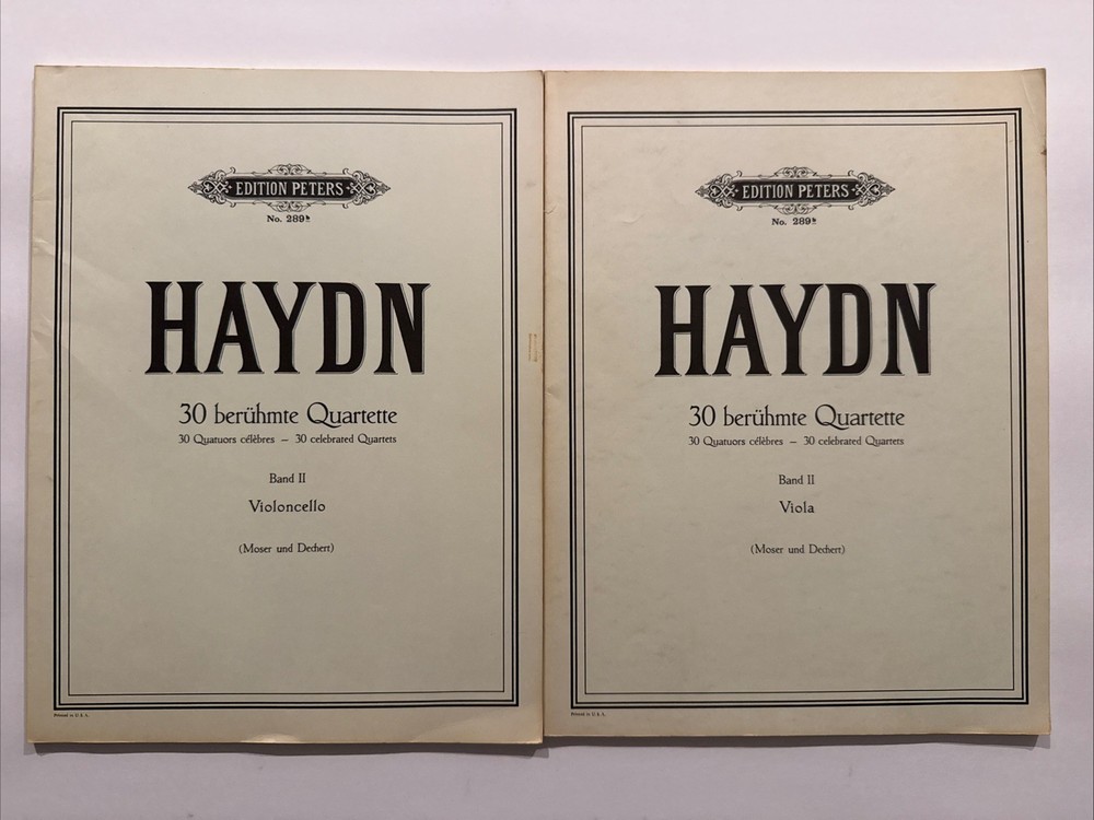 Haydn 30 Famous String Quartets Edition Peters Band II Viola & Cello Sheet Music