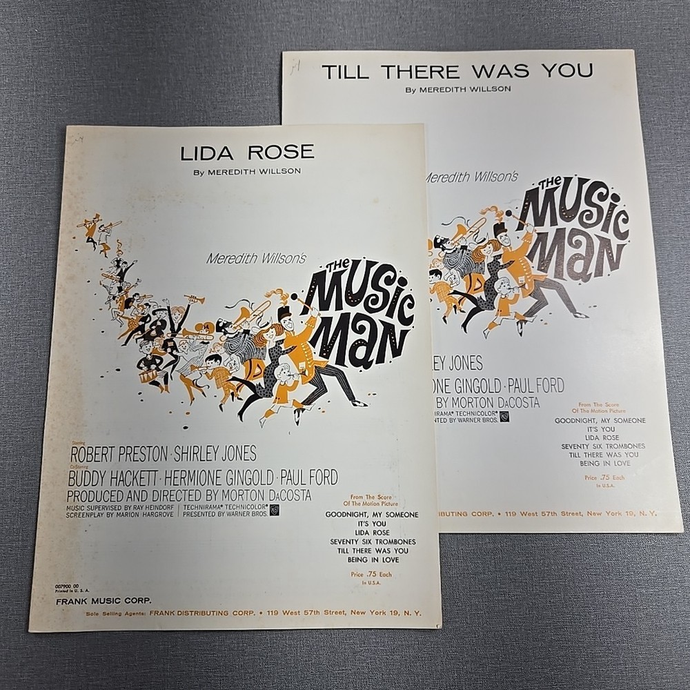 Lida Rose & Till There Was You By Wilson Music Man 1957 Vintage Sheet Music