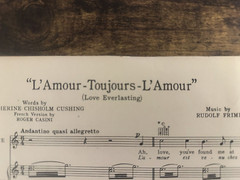 SHEET MUSIC French and English L&rsquo;Amour-Toujours L&rsquo;Amour Piano 1940