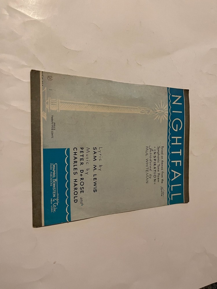 1932 Lewis, De Rose, and Harold Sheet Music (Nightfall)