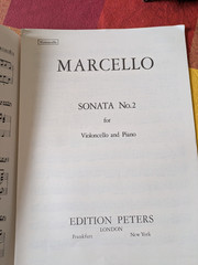 B Marcello Sonata II for Violincello and Piano Ed Walter Schultz Edition Peters
