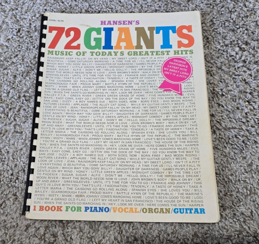 Hansen&rsquo;s 72 Giants Music of Todays Greatest Hits for Piano, Vocal, Organ, Guitar