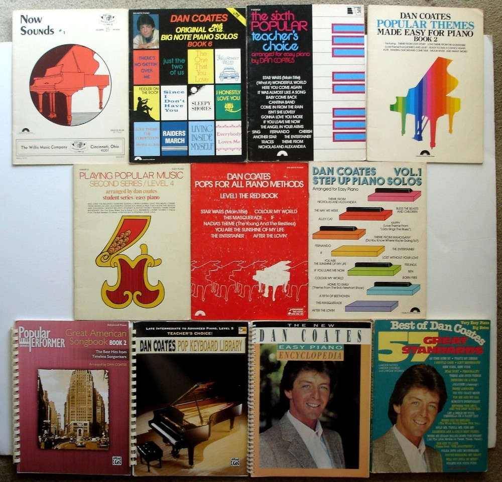 Lot of 11 Dan Coates Songbooks for Easy to Advanced Piano, Vintage/Newer