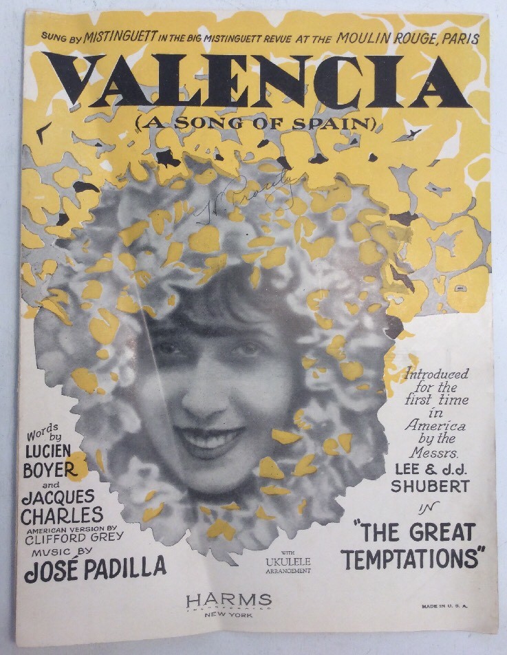 Valencia A Song Of Spain Circa 1926 Jose Padilla Lucien Boyer SheetNoteMusic