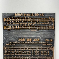 Antique Metal Printing Press Plate Sheet Music Hymn Hymnal 4 x 7