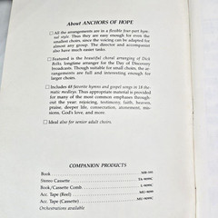 Anchors Of Hope Choir Songbook Bolks Lillenas 1988 Christian Hymns Songs Gospel