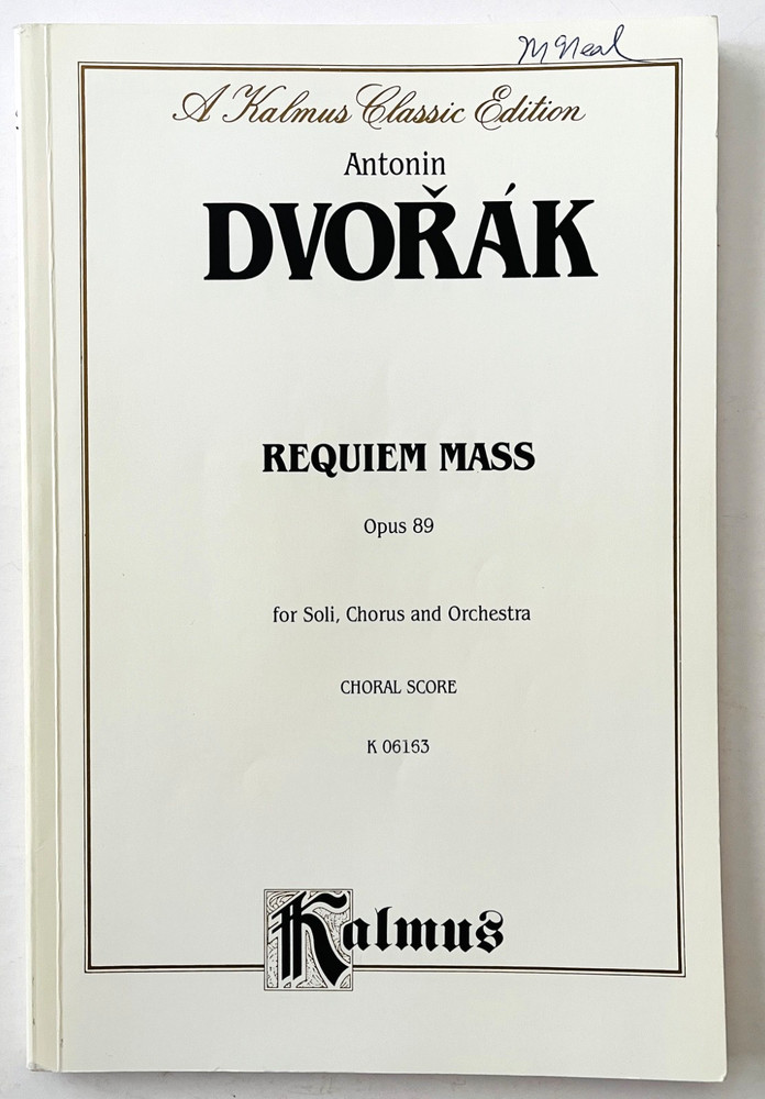 Dvorak Requiem Mass Opus 89 Music Score Solos Chorus Orchestra 10.5 x 7&Prime; K06153