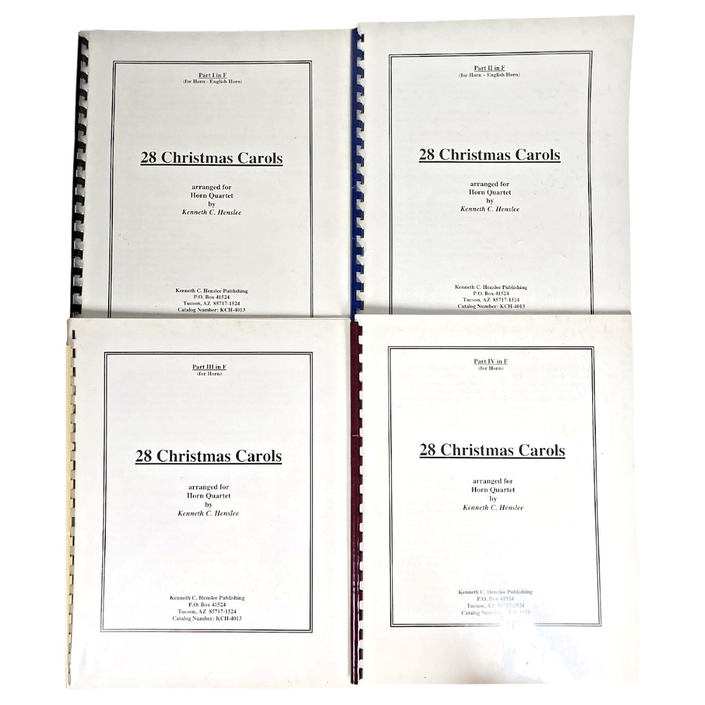 28 Christmas Carols for French Horn Quartet Parts I to IV in F Music Book Scores