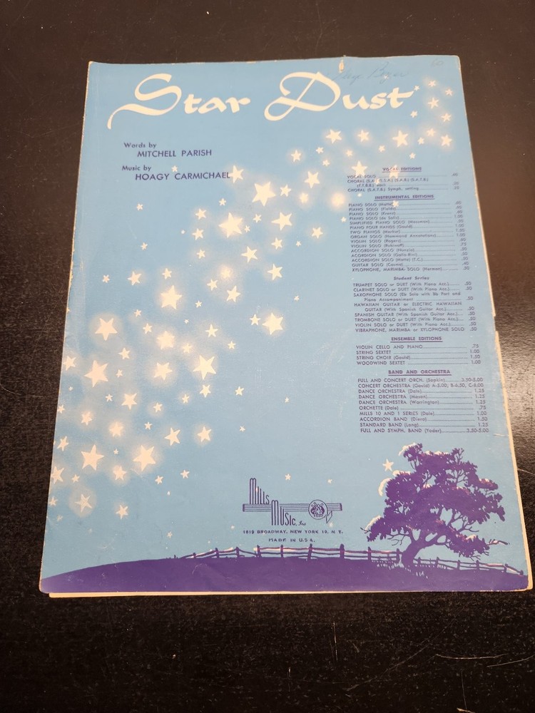 Star Dust Sheet Music P/V/G Hoagy Carmichael Mills Music 1929