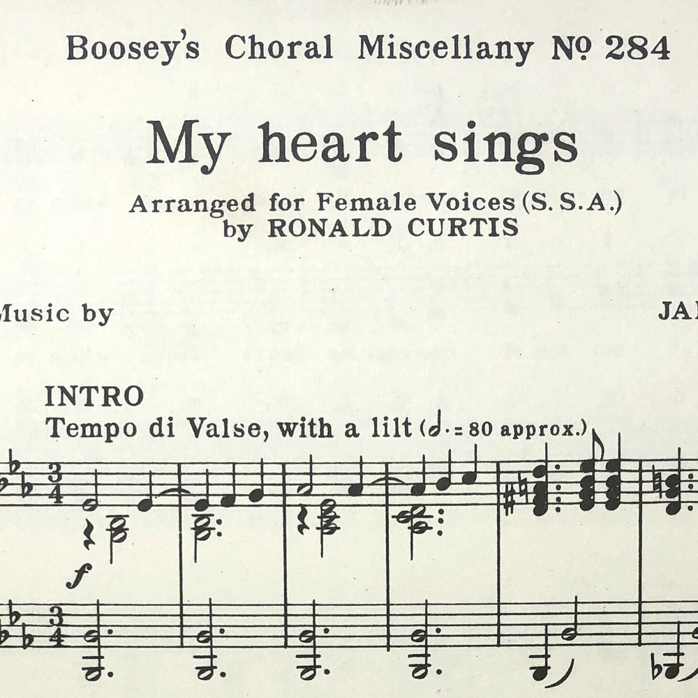 Vintage 1954 My Heart Signs Ronald Curtis Sheet Music Female Voices J. Willard