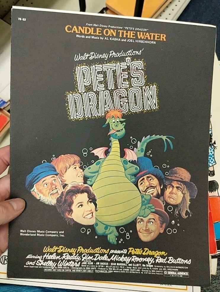 Disney Wonderland 1976 Pete&rsquo;s Dragon Candle On The Water Original Sheet Music