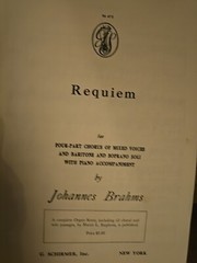 G. Schirmer&rsquo;s Requiem Four Part Chorus Mixed Voices Piano Johannes Brahms SM