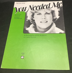 Vtg Sheet Music, You Needed Me Anne Murray 1978 – ships free