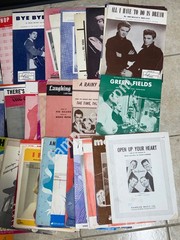 Lot of 100 Vintage Sheet Music Mid-Century Pop Rock Country Movie 1950s-60s Art