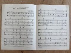 IT&rsquo;S A SMALL WORLD Sherman Walt Disney 1979 Sheet Music Wonderland Vintage