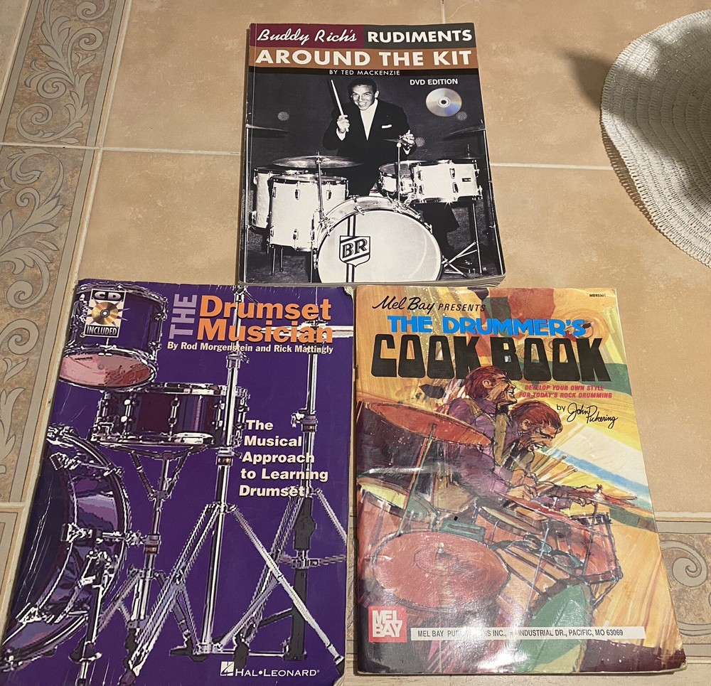 Buddy Rich&rsquo;s Rudiments Around the Kit + D.s. Musician+cookbook Book Lot