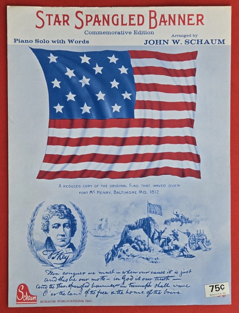 Star Spangled Banner Sheet Music Piano Guitar Vocal Schaum Commemorative 1975